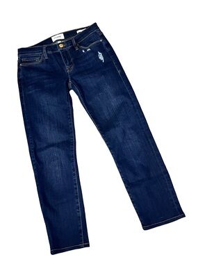 FRAME Le Garçon Jeans Size 24 Dark Wash Distressed Mid Rise Boyfriend Straight